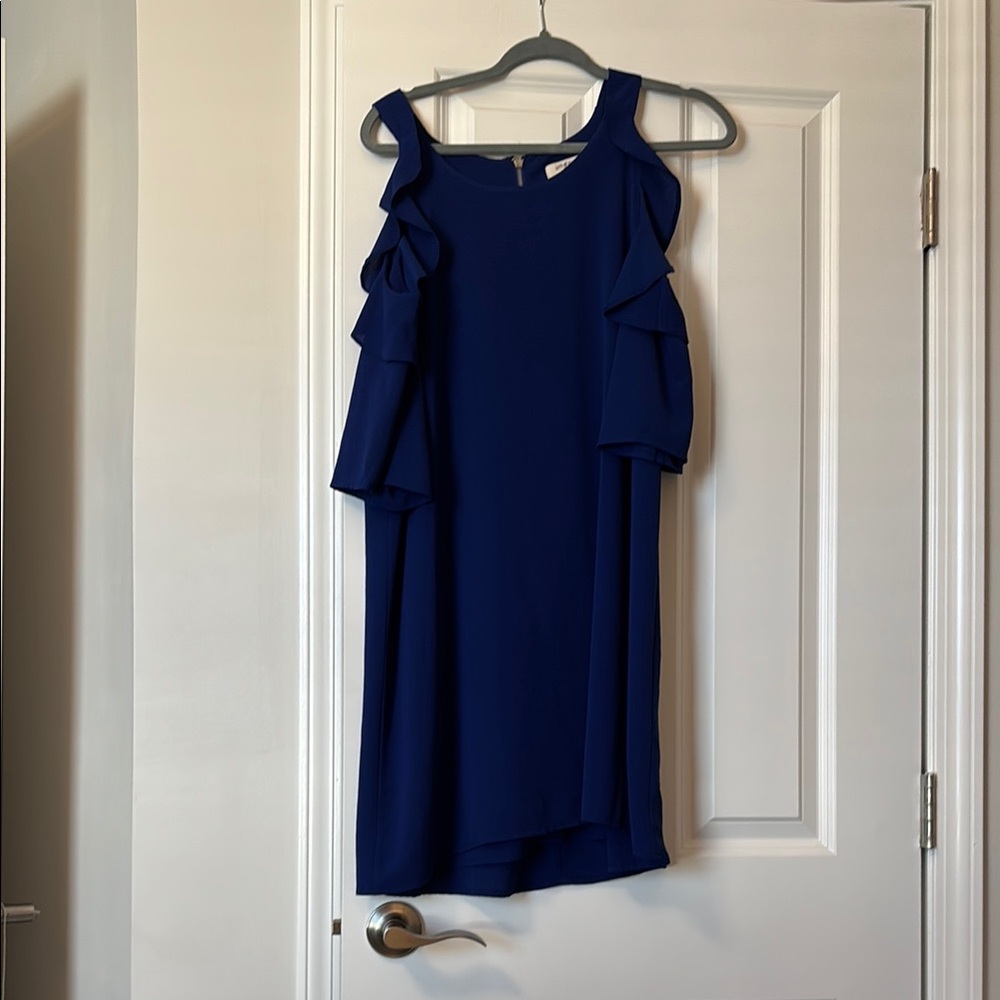 Elegant Navy Blue Ruffle Dress